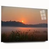 Acrylic print of a large abstract depiction of Connecticut scenery in muted earth tones.