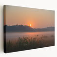 Large art depicting a serene Connecticut landscape on stretched canvas, with soft green and blue tones.