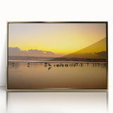 Large framed acrylic print of Daytona scenery in gold tones, ideal for modern art wall decor.