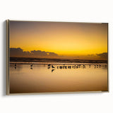 Framed canvas featuring a vintage-style Daytona landscape in muted gold and black tones, suitable as wall art for a bedroom.