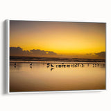 Vintage poster art of Daytona scenery on extra large framed canvas, featuring colorful art on black background.