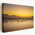 Daytona beach scenery on large stretched canvas with vivid blue and sandy tones, suitable for kitchen wall art.