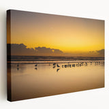 Daytona beach scenery on large stretched canvas with vivid blue and sandy tones, suitable for kitchen wall art.