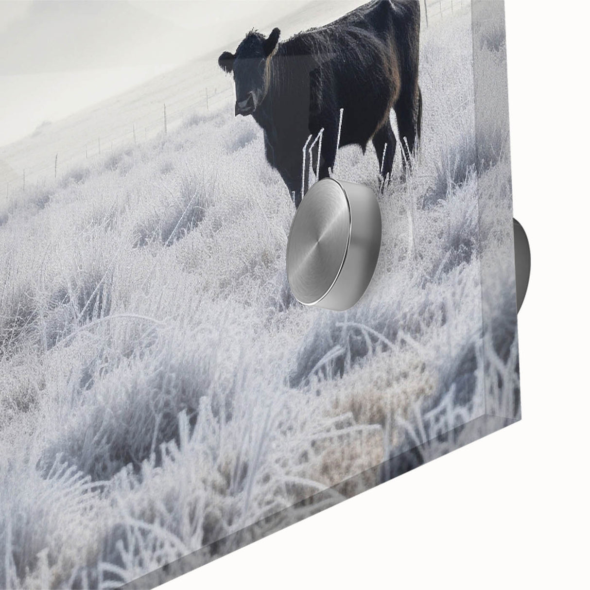Large abstract wall art featuring a mid-century modernist design of Idaho scenery in muted earth tones on acrylic glass.