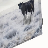 Large abstract wall art featuring a mid-century modernist design of Idaho scenery in muted earth tones on acrylic glass.