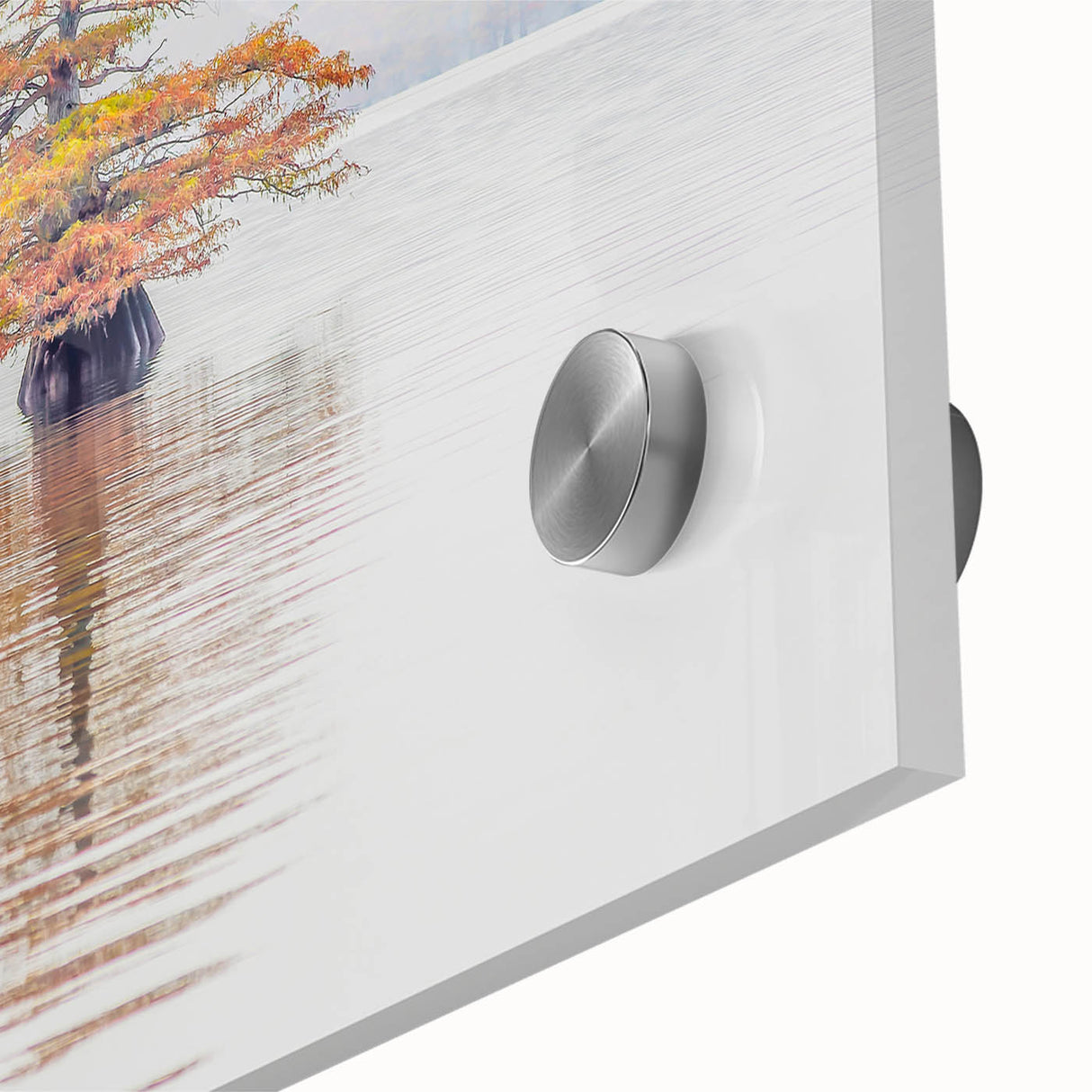 Large abstract wall art featuring a Louisiana landscape in muted earth tones on acrylic glass, ideal for dining room decor.