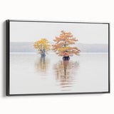 Black and white landscape art depicting a serene Louisiana scene on framed canvas, ideal for bedroom wall decor.