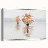 Vintage poster art of a Louisiana landscape in colorful hues on a framed canvas, ideal for living room decor.