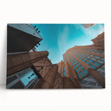 Black and white stretched canvas of Charlotte skyline, ideal for kitchen wall art.