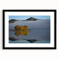 Extra large abstract art print of a colorful Vermont landscape in a black frame, ideal for living room decor.