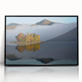 Large abstract wall art of a Vermont landscape in muted earth tones on a framed acrylic, ideal for modern living room decor.