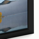 Close-up of a textured black wall art featuring a vibrant Vermont scenery on a framed canvas, ideal for living room decor.