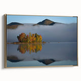 Framed canvas depicting a serene Vermont landscape in muted earth tones, ideal for bedroom wall decor.