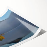 Extra large rolled print featuring line art flowers in muted green and white, ideal for large living room wall decor.