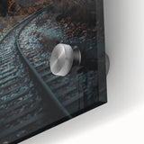 Large abstract wall art featuring warm autumnal hues on acrylic glass, ideal for dining room ambiance.