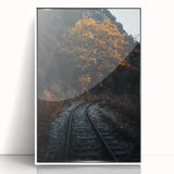 Art deco poster featuring a stylized autumn tree in orange and brown tones on white acrylic, ideal for nursery wall art.