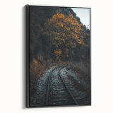 Black and white vintage poster art of a landscape on framed canvas, ideal for bedroom wall decor.