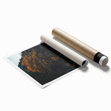 Extra large rolled print featuring a fall-themed floral design in warm orange and brown tones.