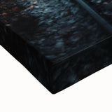 Black and white landscape art painting on stretched canvas depicting a serene autumn scene, ideal for bedroom wall art.