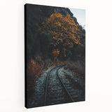 Large stretched canvas depicting a fall landscape with orange and brown hues, suitable for kitchen wall art.