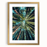 Extra large abstract art print with textured design in vibrant spring hues on a gold-framed canvas.