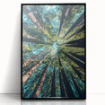 Large abstract wall art featuring mid-century modernist style with vibrant green and yellow tones on a framed acrylic panel.