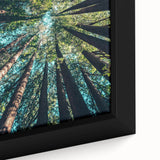 Close-up of extra large framed canvas featuring black wall art with colorful, textured abstract design.