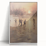 Art deco poster featuring a winter scene with cool blue and white tones on a framed acrylic, suitable for nursery wall decor.