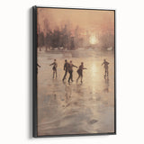 Black and white wall art featuring a winter landscape on framed canvas, ideal for bedroom decor.