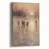 Winter landscape art painting on framed canvas, featuring muted blue and white tones, ideal for living room decor.