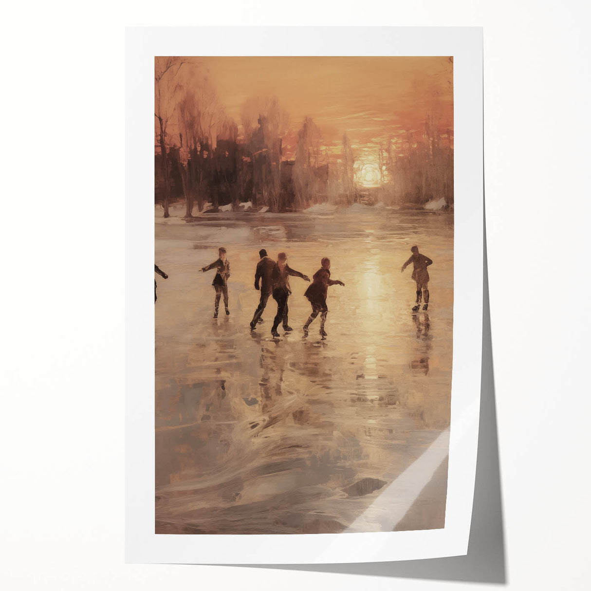 Extra large rolled print featuring a winter-themed floral design in muted blue and white tones.
