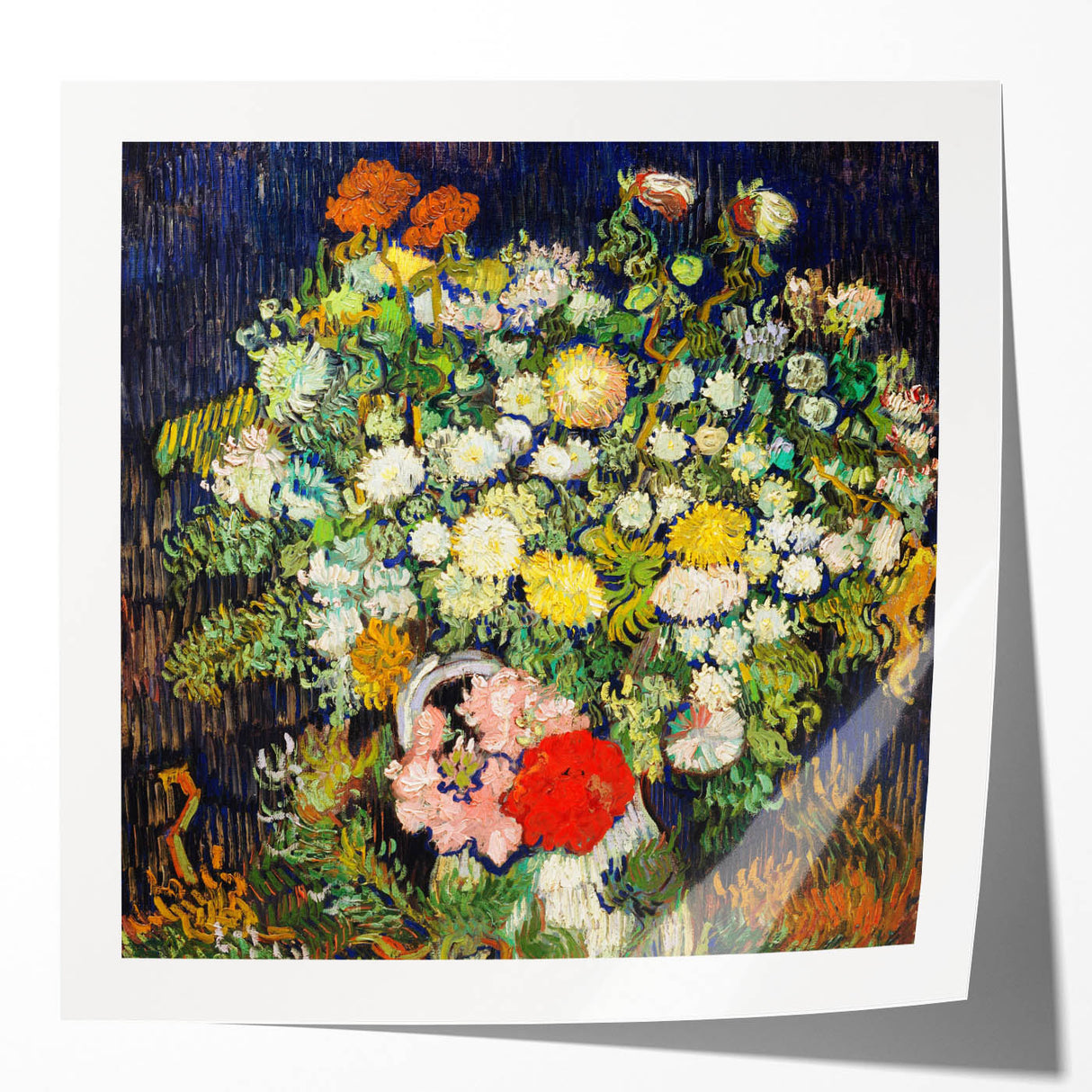 Extra large canvas print of vibrant floral artwork, ideal for art wall dining room or bathroom.
