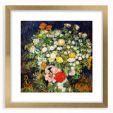 Textured abstract art print in vibrant blue and yellow hues on a framed canvas, ideal for bedroom wall decor.