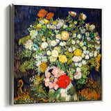 Framed canvas depicting Van Gogh-inspired landscape art with vibrant colors, ideal for adding a vintage touch to any room.