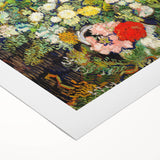 Art deco poster featuring a stylized cityscape in muted gold and navy tones on rolled canvas, suitable for dining room decor.