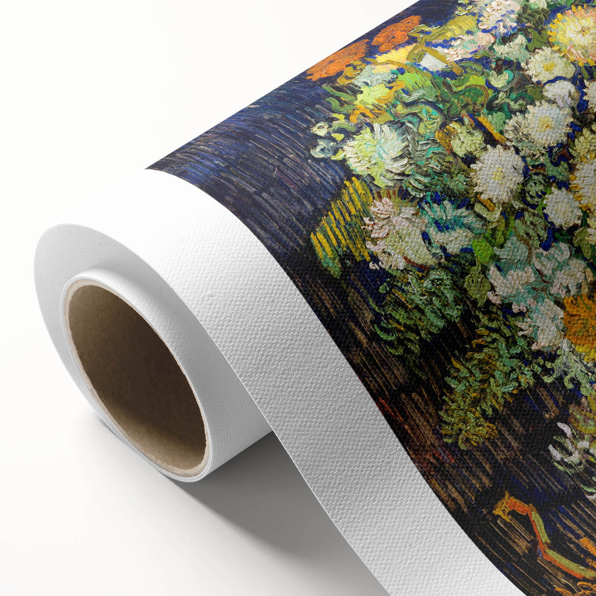 Art deco poster of a vibrant, starry night sky on rolled canvas, ideal for nursery wall art.