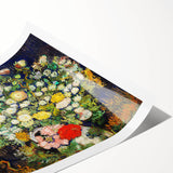 Extra large wall art of line art flowers in monochrome, printed on rolled canvas, suitable for large living room spaces.