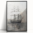 Large abstract wall art depicting a stylized ship in black and white tones on a framed acrylic.