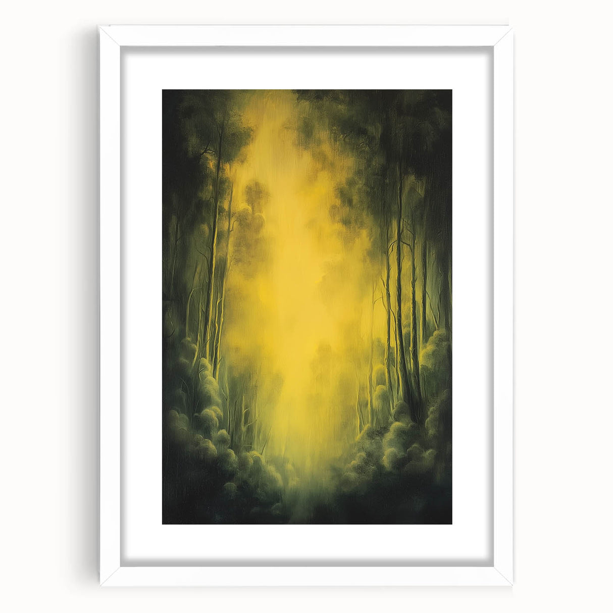 Abstract floral wall art framed in white matting, showcasing vibrant colors and elegant design, perfect for modern home decor or gallery displays.