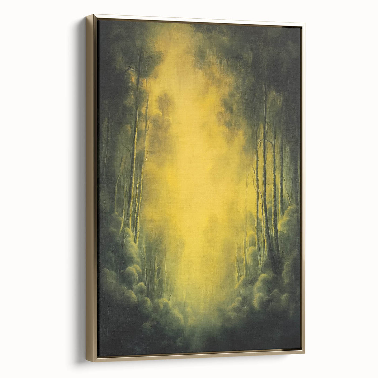 Abstract floral canvas artwork framed in gold, showcasing vibrant colors and intricate patterns, perfect for modern decor. Side view highlights its elegant design and texture, ideal for adding a touch of sophistication to any room.
