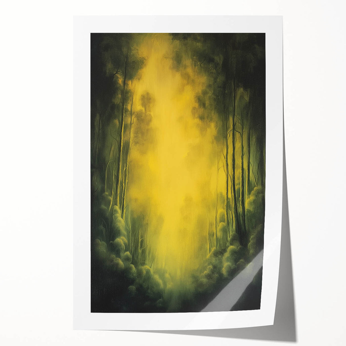 Abstract floral design rolled print showcasing vibrant colors of pink, blue, and green, elegantly packaged in a protective cardboard tube for easy shipping.