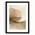 Abstract minimalist wall art print framed in black with a white mat, showcasing soft geometric shapes in muted colors, ideal for modern decor.