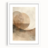 Abstract minimalist wall art framed in white, featuring soft tones and geometric shapes, perfect for modern home decor. Ideal for adding a touch of elegance to any room.