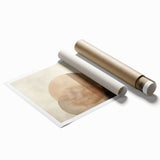 Abstract minimalist wall art print showcasing soft earth tones and geometric shapes, elegantly rolled and ready for framing, ideal for modern decor.