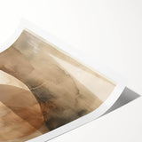 Abstract minimalist wall art print showcasing soft pastel colors and geometric shapes, elegantly rolled and ready for display in a stylish interior setting.