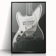 Nirvana Guitar Poster - Retro Black and White Art - Vintage Rock Print