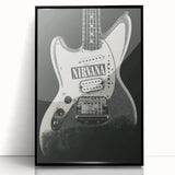 Nirvana Guitar Poster - Retro Black and White Art - Vintage Rock Print