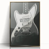 Nirvana Guitar Poster - Retro Black and White Art - Vintage Rock Print