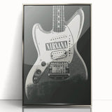 Nirvana Guitar Poster - Retro Black and White Art - Vintage Rock Print