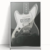 Nirvana Guitar Poster - Retro Black and White Art - Vintage Rock Print